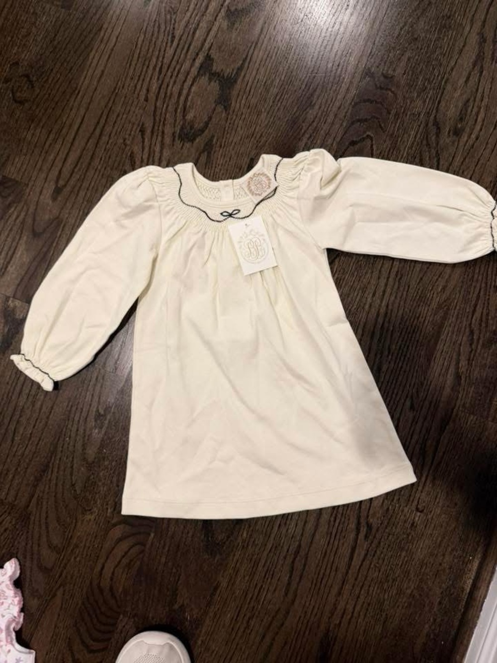 TBBC Cream Long Sleeve Smocked 3T Dress